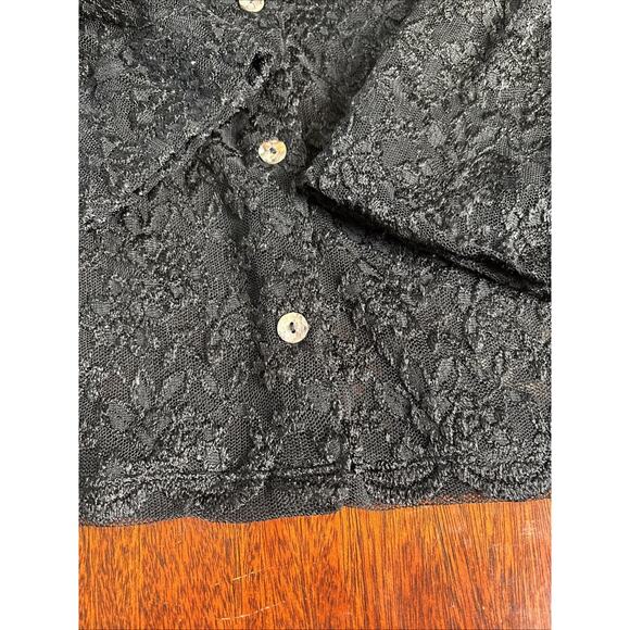 Francesca Rose Sheer Black Lace Cardigan Size Large Whimsigoth Feminine Buttons - Picture 7 of 7
